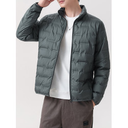 冬季羽絨服男石墨烯80白鴨絨保暖簡約輕薄爸爸裝商務立領男裝外套