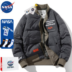 NASA聯名潮牌羽絨服男女同款短款兩雙面穿冬季加厚情侶棒球服外套