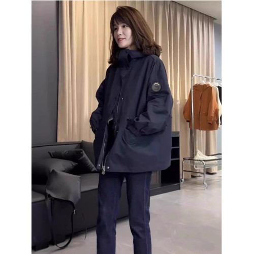 沖鋒衣外套女中長款加棉加厚秋冬2025新款收腰寬松小個子上衣棉服