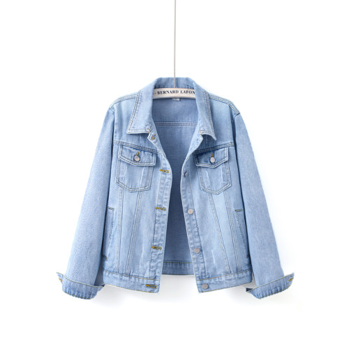 淡藍色牛仔外套女短款2025春秋韓版百搭修身內袋長袖外搭夾克上衣