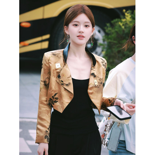 許我耀眼趙露思同款西裝外套女2025秋許妍老錢風明星短款夾克上衣