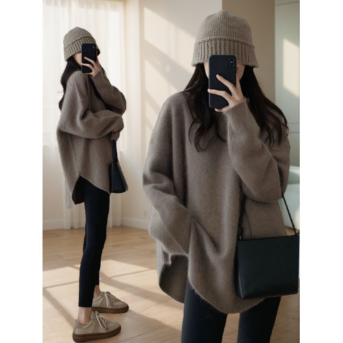 慵懶風軟糯毛衣女秋冬2024新款寬松外穿中長款針織衫套頭加厚上衣 慵懶風軟糯毛衣女秋冬2024新款寬松外穿中長款針織衫套頭加厚上衣