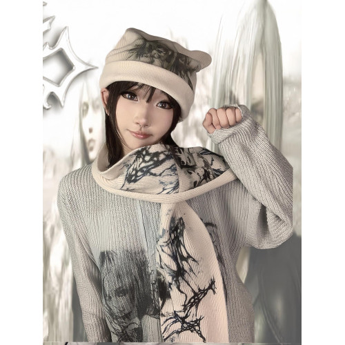 WEBBAR 視覺系亞文化二次元奶茶色保暖秋冬圍巾NO.160-x WEBBAR 視覺系亞文化二次元奶茶色保暖秋冬圍巾NO.160-x