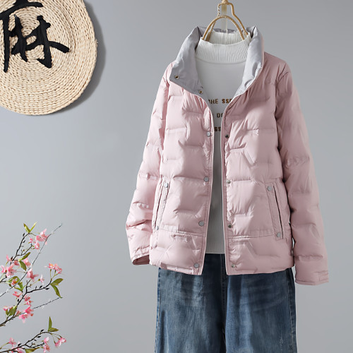 2025年秋冬新款立領休閒白鴨絨輕薄壓膠羽絨服女短款寬松百搭外套 2025年秋冬新款立領休閒白鴨絨輕薄壓膠羽絨服女短款寬松百搭外套