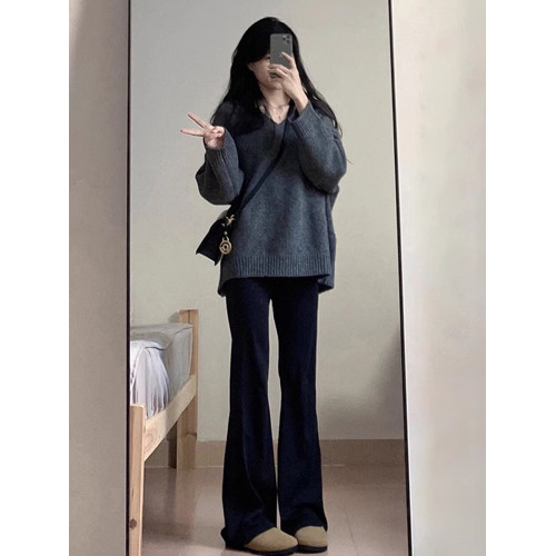 高級感灰色v領毛衣女2025新款秋冬季加厚慵懶風打底內搭針織上衣 高級感灰色v領毛衣女2025新款秋冬季加厚慵懶風打底內搭針織上衣