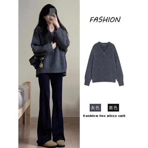 高級感灰色v領毛衣女2025新款秋冬季加厚慵懶風打底內搭針織上衣 高級感灰色v領毛衣女2025新款秋冬季加厚慵懶風打底內搭針織上衣