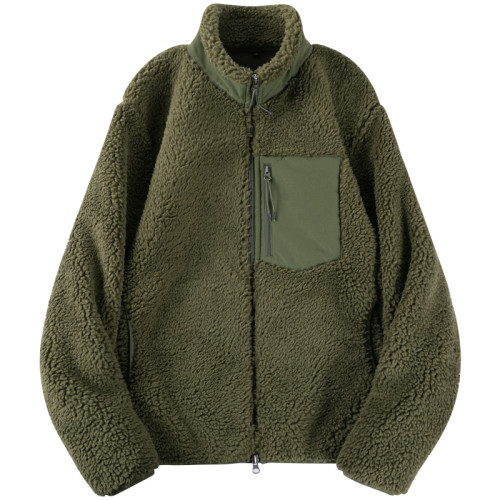 森系~橄欖綠 加厚搖粒絨拉鍊外套男女冬季美式復古貼布夾克衛衣服 森系~橄欖綠 加厚搖粒絨拉鍊外套男女冬季美式復古貼布夾克衛衣服