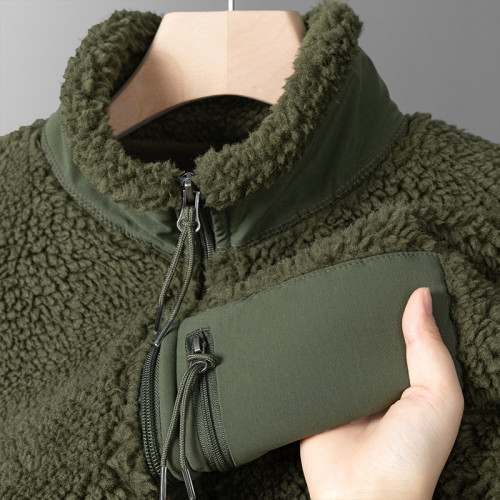 森系~橄欖綠 加厚搖粒絨拉鍊外套男女冬季美式復古貼布夾克衛衣服 森系~橄欖綠 加厚搖粒絨拉鍊外套男女冬季美式復古貼布夾克衛衣服