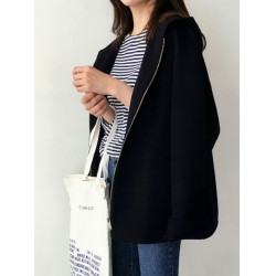 短款寬松大碼連帽毛呢外套女秋冬拉鍊純色小個子百搭呢子大衣