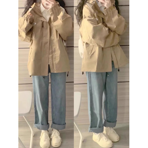 美式風衣外套女春秋款2025新款學生寬松休閒加厚沖鋒衣工裝上衣潮 美式風衣外套女春秋款2025新款學生寬松休閒加厚沖鋒衣工裝上衣潮