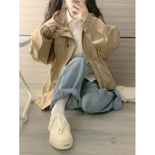 美式風衣外套女春秋款2025新款學生寬松休閒加厚沖鋒衣工裝上衣潮 美式風衣外套女春秋款2025新款學生寬松休閒加厚沖鋒衣工裝上衣潮