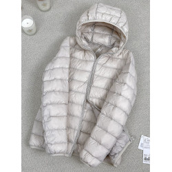 優品輕便女簡約連帽輕薄羽絨服短款休閒薄款90白鴨絨外套時尚冬季