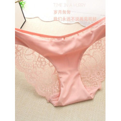 冰絲內褲女性感蕾絲無痕時尚款低腰一片式大碼透氣棉質襠三角褲頭