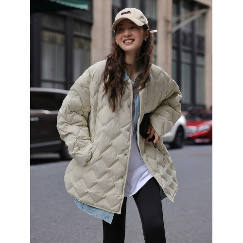 圓領菱格羽絨服女冬季2025新寬松加厚短款小個子棉衣90白鴨絨外套 圓領菱格羽絨服女冬季2025新寬松加厚短款小個子棉衣90白鴨絨外套