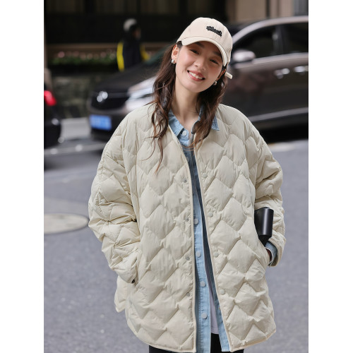 圓領菱格羽絨服女冬季2025新寬松加厚短款小個子棉衣90白鴨絨外套 圓領菱格羽絨服女冬季2025新寬松加厚短款小個子棉衣90白鴨絨外套