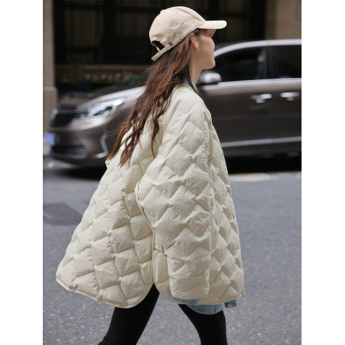 圓領菱格羽絨服女冬季2025新寬松加厚短款小個子棉衣90白鴨絨外套 圓領菱格羽絨服女冬季2025新寬松加厚短款小個子棉衣90白鴨絨外套