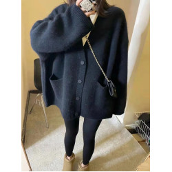 網紅中長款毛衣外套女慵嬾風高級感oversize針織開衫中性寬鬆外穿