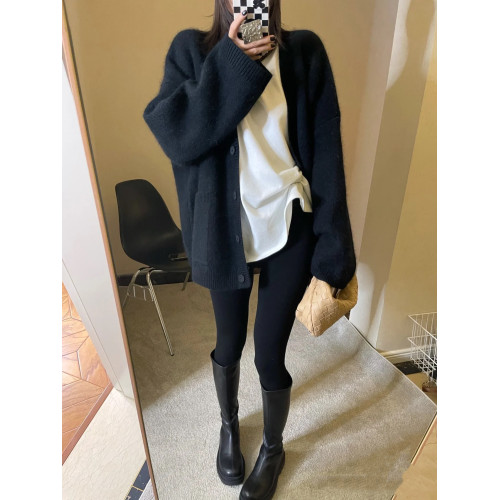 網紅中長款毛衣外套女慵嬾風高級感oversize針織開衫中性寬鬆外穿