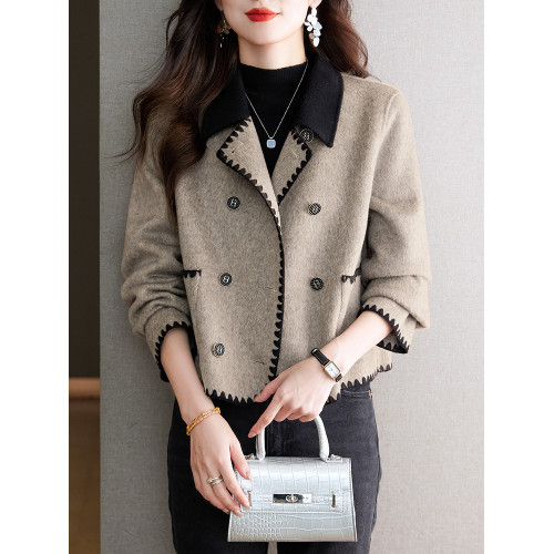 短款雙面毛呢厚外套小香風女士款2025新款秋冬大碼灰色韓系超好看 短款雙面毛呢厚外套小香風女士款2025新款秋冬大碼灰色韓系超好看