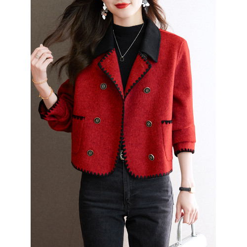 短款雙面毛呢厚外套小香風女士款2025新款秋冬大碼灰色韓系超好看 短款雙面毛呢厚外套小香風女士款2025新款秋冬大碼灰色韓系超好看