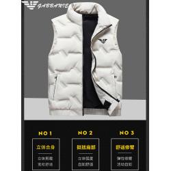 奧特萊斯男士高級羽絨馬甲外穿秋冬季保暖白鴨絨無帽立領男裝外套