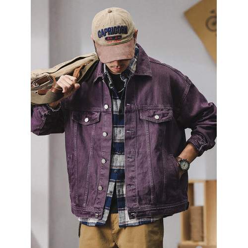 阿蘇特染復古牛仔外套男2025新款男潮牌高級美式高街寬松休閒夾克 阿蘇特染復古牛仔外套男2025新款男潮牌高級美式高街寬松休閒夾克