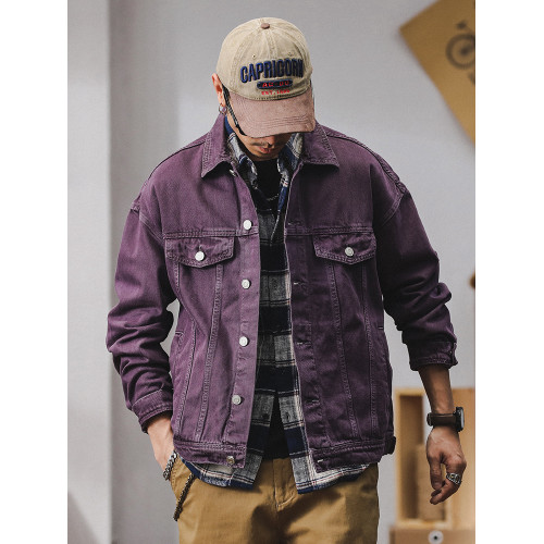 阿蘇特染復古牛仔外套男2025新款男潮牌高級美式高街寬松休閒夾克 阿蘇特染復古牛仔外套男2025新款男潮牌高級美式高街寬松休閒夾克
