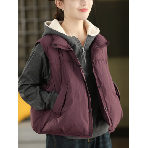 園園美衣冬季復古90%白鴨絨保暖馬甲外套加厚無袖羽絨服馬夾外搭1