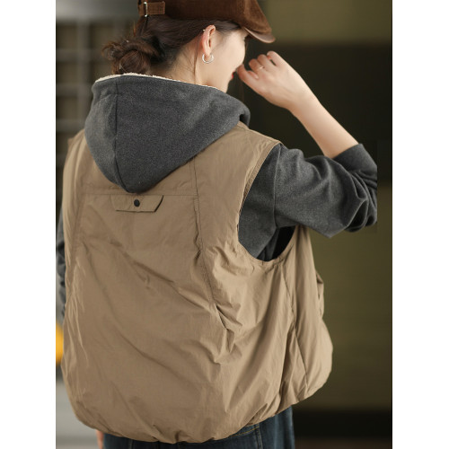 園園美衣冬季復古90%白鴨絨保暖馬甲外套加厚無袖羽絨服馬夾外搭1