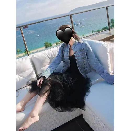 溫婉同款宮廷風黑灰色牛仔外套女2025春秋短款百搭夾克重工上衣潮 溫婉同款宮廷風黑灰色牛仔外套女2025春秋短款百搭夾克重工上衣潮