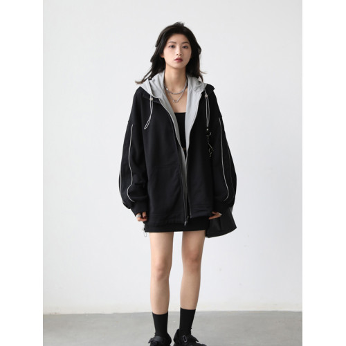 開春假兩件加絨加厚衛衣外套女2025初秋季新款韓系棒球服夾克風衣 開春假兩件加絨加厚衛衣外套女2025初秋季新款韓系棒球服夾克風衣