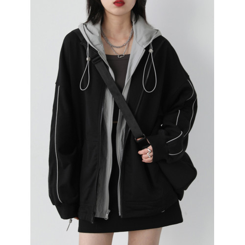 開春假兩件加絨加厚衛衣外套女2025初秋季新款韓系棒球服夾克風衣 開春假兩件加絨加厚衛衣外套女2025初秋季新款韓系棒球服夾克風衣