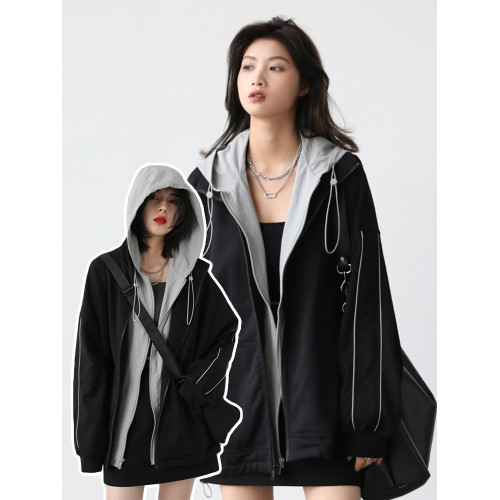 開春假兩件加絨加厚衛衣外套女2025初秋季新款韓系棒球服夾克風衣 開春假兩件加絨加厚衛衣外套女2025初秋季新款韓系棒球服夾克風衣