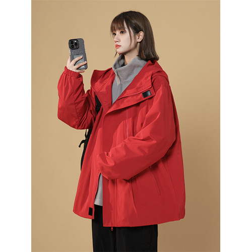 防風防水三合一沖鋒衣女秋冬胖mm大碼寬松加厚保暖二開工裝外套潮