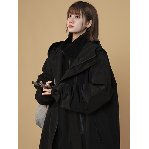 防風防水三合一沖鋒衣女秋冬胖mm大碼寬松加厚保暖二開工裝外套潮