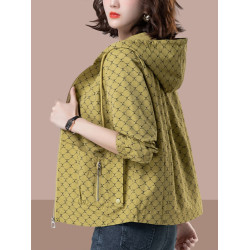 媽媽外套女春秋2025年新款大碼寬松小個子短款連帽薄款夾克上衣潮