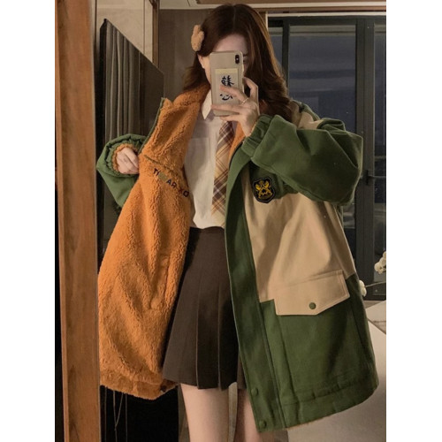 羽絨棉服女冬季新款雙面穿撞色設計感ins棉衣寬松加絨學生外套潮 羽絨棉服女冬季新款雙面穿撞色設計感ins棉衣寬松加絨學生外套潮