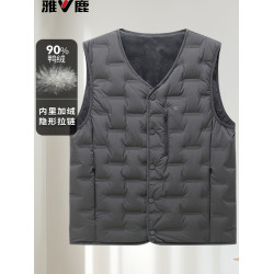 雅鹿冬季男士羽絨馬甲背心加絨保暖內膽坎肩爸爸裝中老年馬夾外穿
