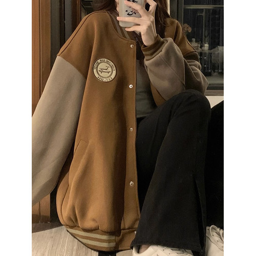 胖mm大碼女裝黑色棒球服女春秋新款韓版炸街復古寬松顯瘦夾克外套 胖mm大碼女裝黑色棒球服女春秋新款韓版炸街復古寬松顯瘦夾克外套