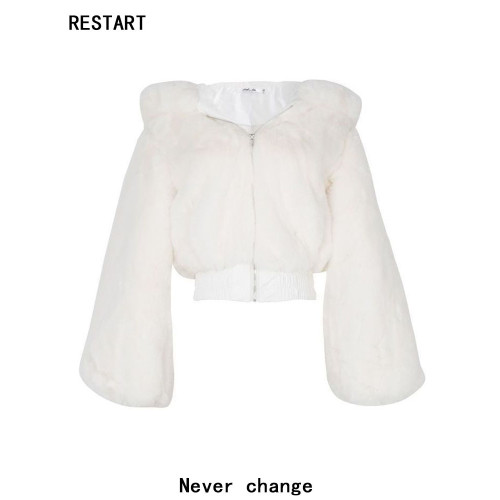 短款仿兔毛絨皮草外套女2025年冬季加厚棉服小個子毛茸茸連帽衛衣 短款仿兔毛絨皮草外套女2025年冬季加厚棉服小個子毛茸茸連帽衛衣