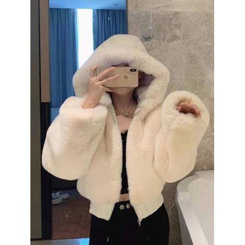短款仿兔毛絨皮草外套女2025年冬季加厚棉服小個子毛茸茸連帽衛衣 短款仿兔毛絨皮草外套女2025年冬季加厚棉服小個子毛茸茸連帽衛衣