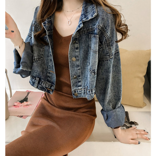 牛仔外套女春秋2025復古港味短款女士小個子外套森女寬松夾克上衣