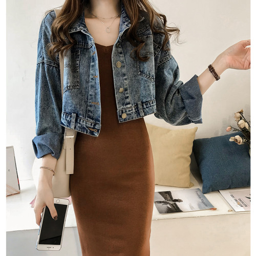 牛仔外套女春秋2025復古港味短款女士小個子外套森女寬松夾克上衣