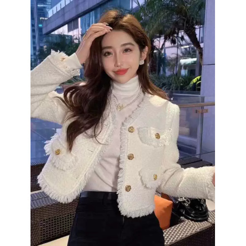 小香風外套女2025春秋新款高級感短款韓系名媛氣質洋氣粗花呢外套