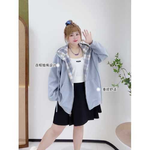 2025秋季胖瑩瑩大碼女裝胖mm清新減齡休閒寬松拉鍊連帽衛衣外套 2025秋季胖瑩瑩大碼女裝胖mm清新減齡休閒寬松拉鍊連帽衛衣外套