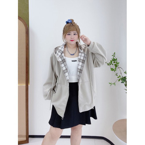 2025秋季胖瑩瑩大碼女裝胖mm清新減齡休閒寬松拉鍊連帽衛衣外套 2025秋季胖瑩瑩大碼女裝胖mm清新減齡休閒寬松拉鍊連帽衛衣外套