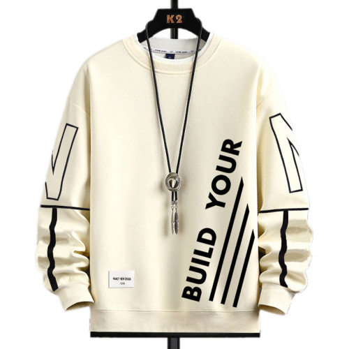 男士衛衣春秋潮牌寬松濶版字母印花長袖t恤男生秋季百搭休閒外套 男士衛衣春秋潮牌寬松濶版字母印花長袖t恤男生秋季百搭休閒外套