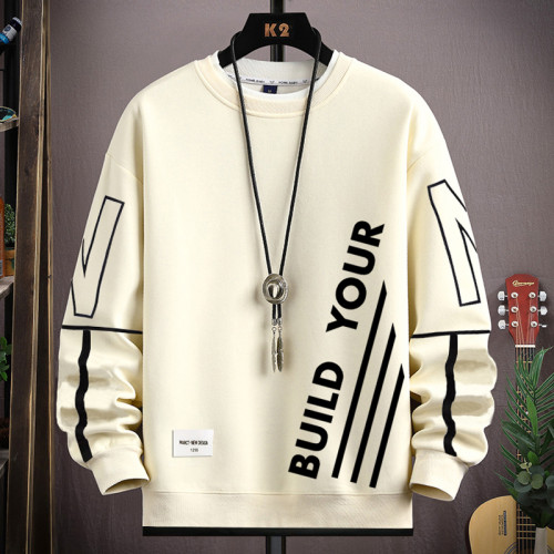 男士衛衣春秋潮牌寬松濶版字母印花長袖t恤男生秋季百搭休閒外套 男士衛衣春秋潮牌寬松濶版字母印花長袖t恤男生秋季百搭休閒外套