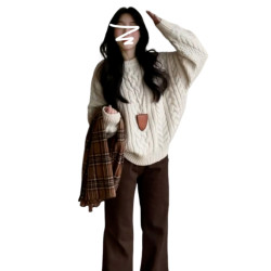 慵懶高級感麻花白色毛衣女春秋冬季2025年新款內搭外穿針織衫上衣