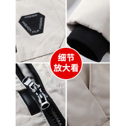 加厚羽絨服男士短款2025冬季新款潮流工裝連帽毛領保暖白鴨絨外套